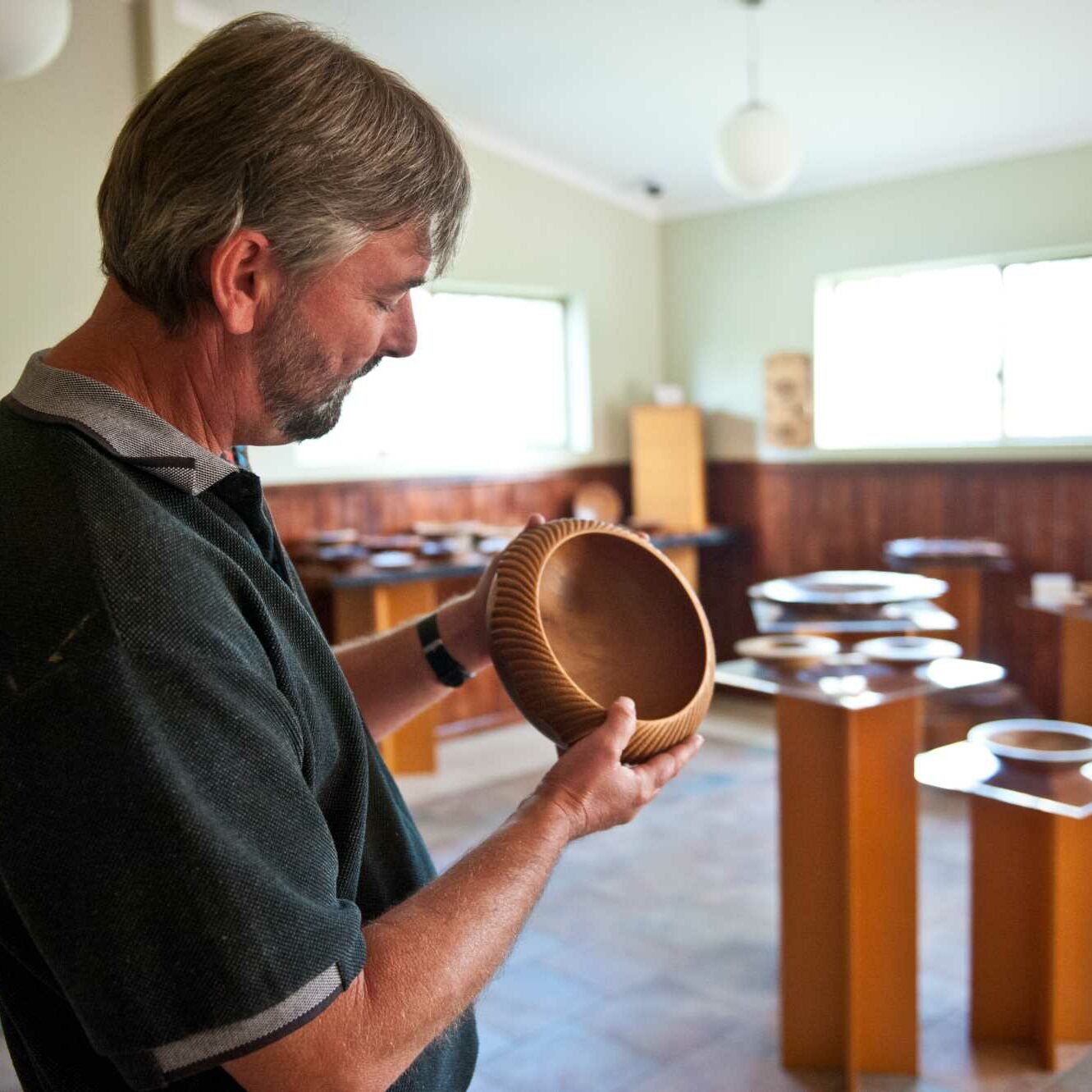 The Wood We Create Gallery: Craftsmen David Barden and some of his wares.
Photo: Rob Wright / The Coffs Coast Advocate